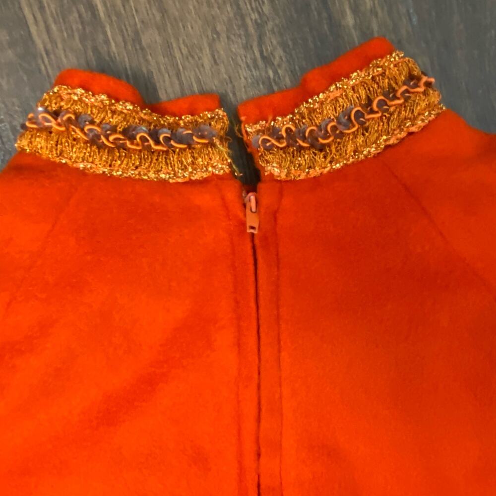 Vintage 2 Piece 60s 70s Retro Orange Tunic & Pants Set Medium - Picture 12 of 16